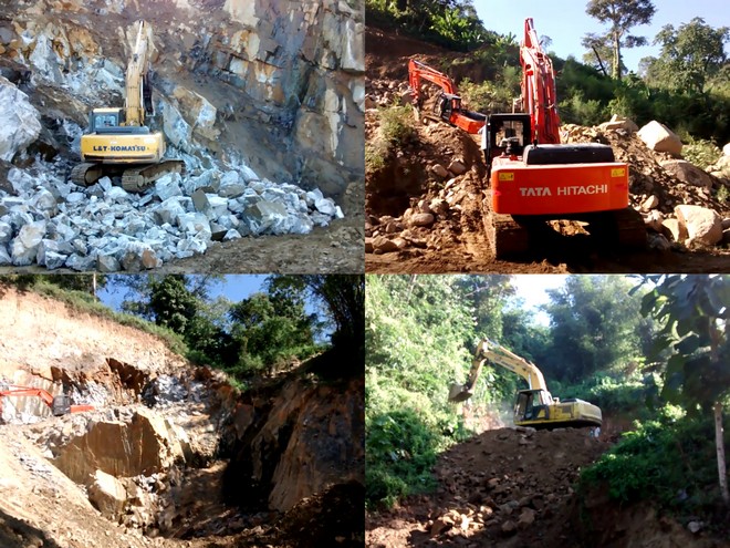 Photos of mining activities going on in Karbi Anglong hills in 2016